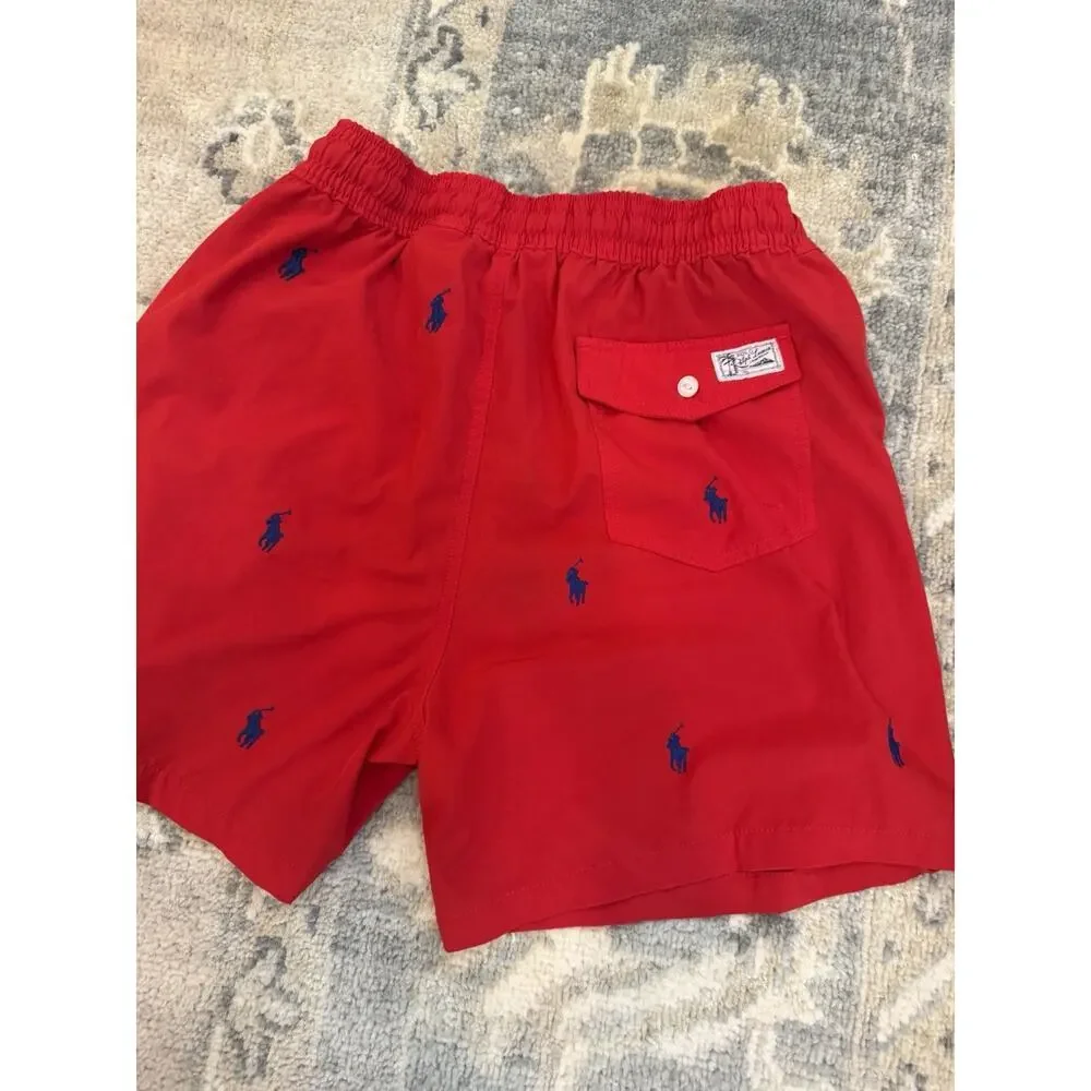 Polo Ralph Lauren logo-embroidered drawstring swim shorts Trunks Red 5.5